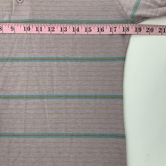 Vintage 80s Pastel Pink Striped Collar Polo Shirt - Picture 6 of 7
